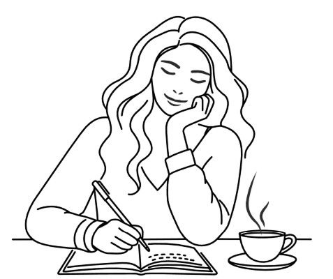 Woman writing illustration